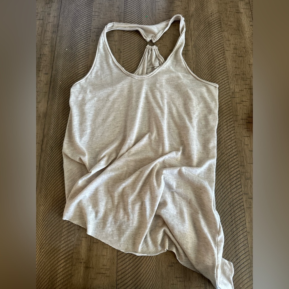 Free People We The Free Long Beach Linen-Blend Tank - Oatmeal/Beige (S)